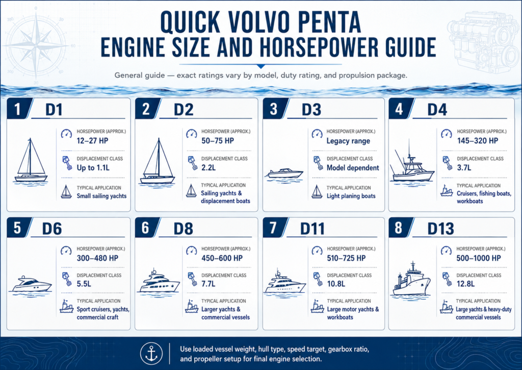 Quick Volvo Penta Engine Size and Horsepower Guide