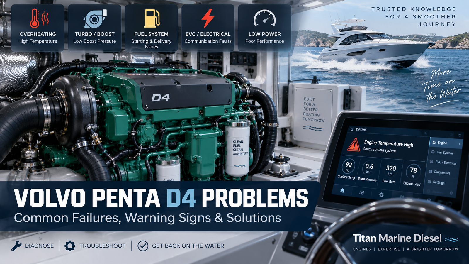 Volvo Penta D4 problems common failures warning signs and troubleshooting